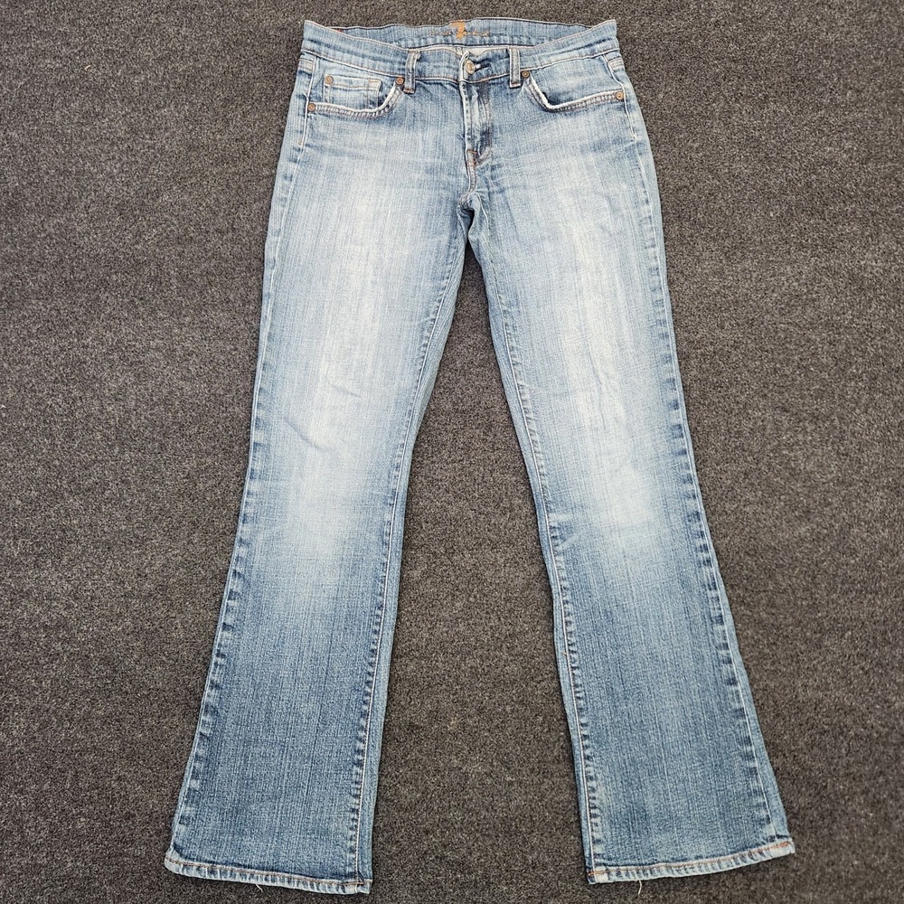 Vintage‎ Y2k 7 For All Mankind Womens 29 Bootcut Blue Jeans Light Wash Stretch
